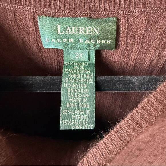 Lauren Ralph Lauren Chocolate Knit Wool Blend Short Sleeve Top Size 3X - Picture 3 of 3